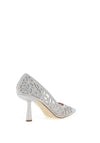 Menbur Canopus Diamante Heeled Pointed Court Shoes, Silver
