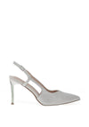 Menbur Pointed Toe Diamante Heeled Shoes, Silver