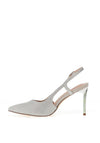 Menbur Pointed Toe Diamante Heeled Shoes, Silver