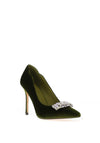 Menbur Velvet Embellished Heeled Shoes, Apple Green