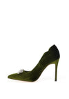 Menbur Velvet Embellished Heeled Shoes, Apple Green