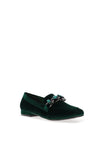 Menbur Velvet Embellished Chain Loafers, Emerald Green