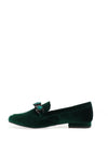 Menbur Velvet Embellished Chain Loafers, Emerald Green