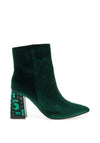 Menbur Velvet Diamante Heeled Boots, Emerald Green