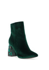 Menbur Velvet Diamante Heeled Boots, Emerald Green
