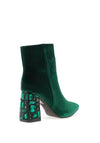 Menbur Velvet Diamante Heeled Boots, Emerald Green