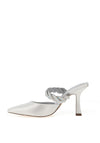 Menbur Necessita Shimmering Mule Heeled Shoes, Silver