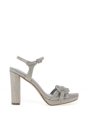 Menbur Adnarr Shimmering High Heeled Braided Shoes, Silver