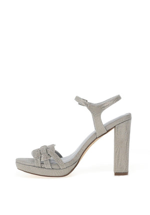 Menbur Adnarr Shimmering High Heeled Braided Shoes, Silver
