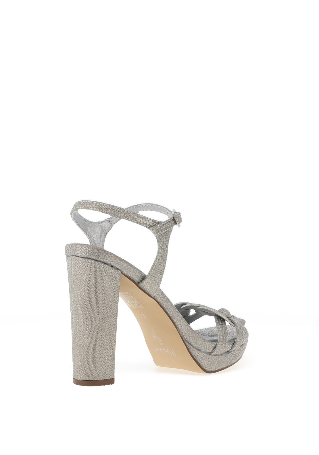 Menbur Adnarr Shimmering High Heeled Braided Shoes, Silver
