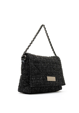 Menbur Chain Strap Glittery Shoulder Bag, Black