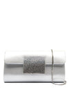 Menbur Diamante Shimmer Clutch Bag, Silver