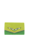 Menbur Embellished Envelope Clutch, Lime & Green