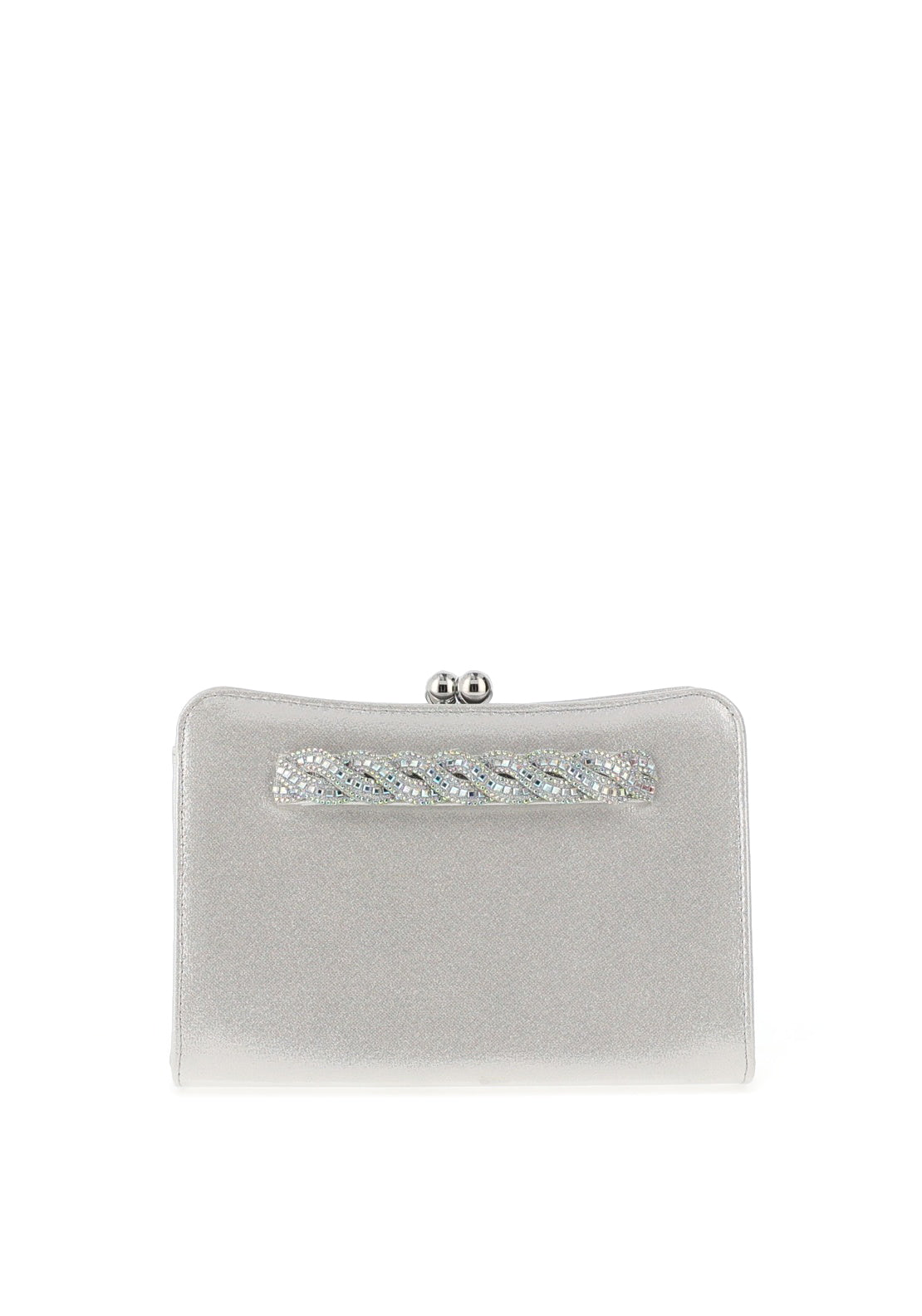 Menbur Sparkle Braid Clasp Clutch, Silver