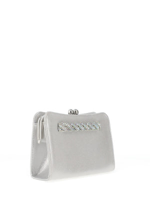 Menbur Sparkle Braid Clasp Clutch, Silver