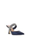 Menbur Shimmering Diamante Strap Heeled Court Shoes, Navy
