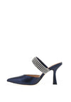 Menbur Shimmering Diamante Strap Heeled Court Shoes, Navy