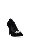 Menbur Velvet Embellished Heeled Shoes, Black