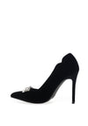 Menbur Velvet Embellished Heeled Shoes, Black