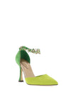 Menbur Embellished Ankle Strap Heeled Court Shoes, Lime & Green