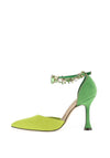 Menbur Embellished Ankle Strap Heeled Court Shoes, Lime & Green