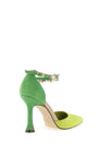 Menbur Embellished Ankle Strap Heeled Court Shoes, Lime & Green