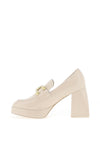 Menbur Patent Heeled Loafers, Off White