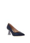 Menbur Shimmering Glitter High Heeled Court Shoes, Navy