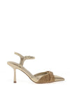 Menbur Diamante Twist Bow Heeled Shoes, Gold