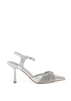 Menbur Diamante Bow Pointed Heeled Shoes, Silver