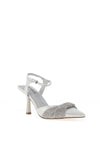 Menbur Diamante Bow Pointed Heeled Shoes, Silver
