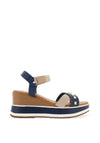 Menbur Mix Strap Wedge Sandals, Navy