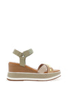 Menbur Mix Strap Wedge Sandals, Tan