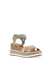 Menbur Mix Strap Wedge Sandals, Tan