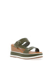 Menbur Stud Strap Wedge Sandals, Forest Green