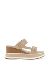 Menbur Stud Strap Wedge Sandals, Stone