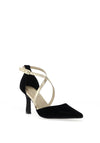 Menbur Velvet Criss Cross Pointed Toe Heels, Black