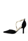 Menbur Velvet Criss Cross Pointed Toe Heels, Black