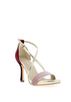 Menbur Criss Cross Strap Stiletto Sandal, Pink and Gold