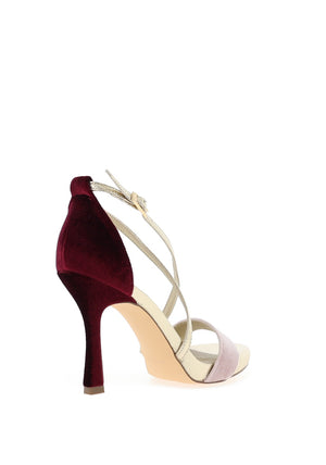 Menbur Criss Cross Strap Stiletto Sandal, Pink and Gold