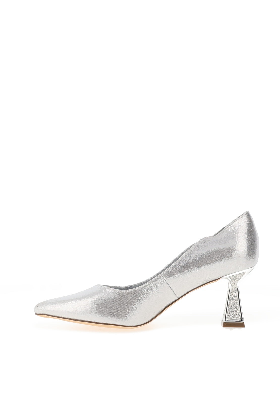 Menbur Shimmer Effect Pointed Toe Heels, Silver