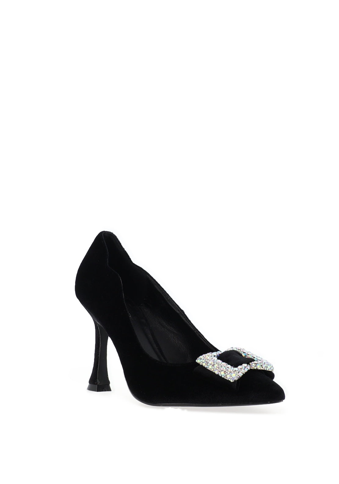 Menbur Scalloped Edge Velvet Heels, Black