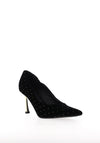 Membur Stud Embellished Velvet High Heels, Black
