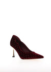 Membur Stud Embellished Velvet High Heels, Burgundy