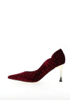 Membur Stud Embellished Velvet High Heels, Burgundy