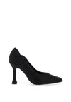 Menbur Scalloped Trim Diamante Encrusted High Heels, Black