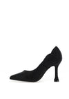 Menbur Scalloped Trim Diamante Encrusted High Heels, Black