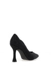 Menbur Scalloped Trim Diamante Encrusted High Heels, Black