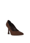 Menbur Scalloped Trim Diamante Encrusted High Heels, Brown