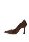 Menbur Scalloped Trim Diamante Encrusted High Heels, Brown